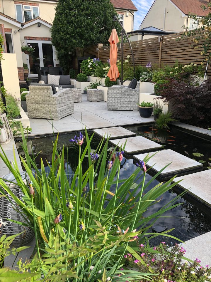 Water Feature Contemporary Patio